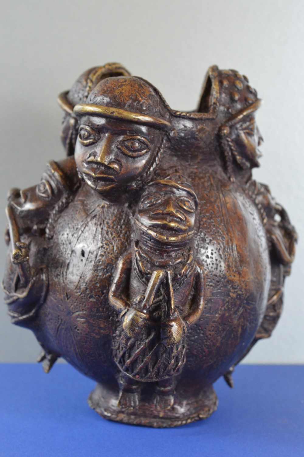 Large (2.5kg) African Benin Bronze Ceremonial Pot,c1920
