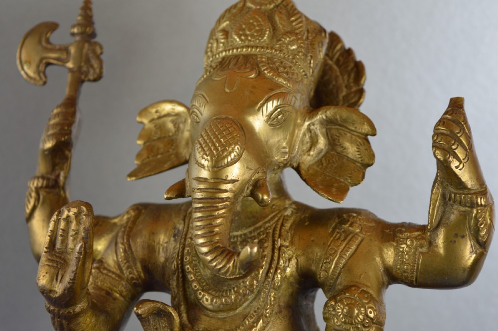 Large (4.2kg) Indian Bronze Ganesh Statue,c1890 View VI