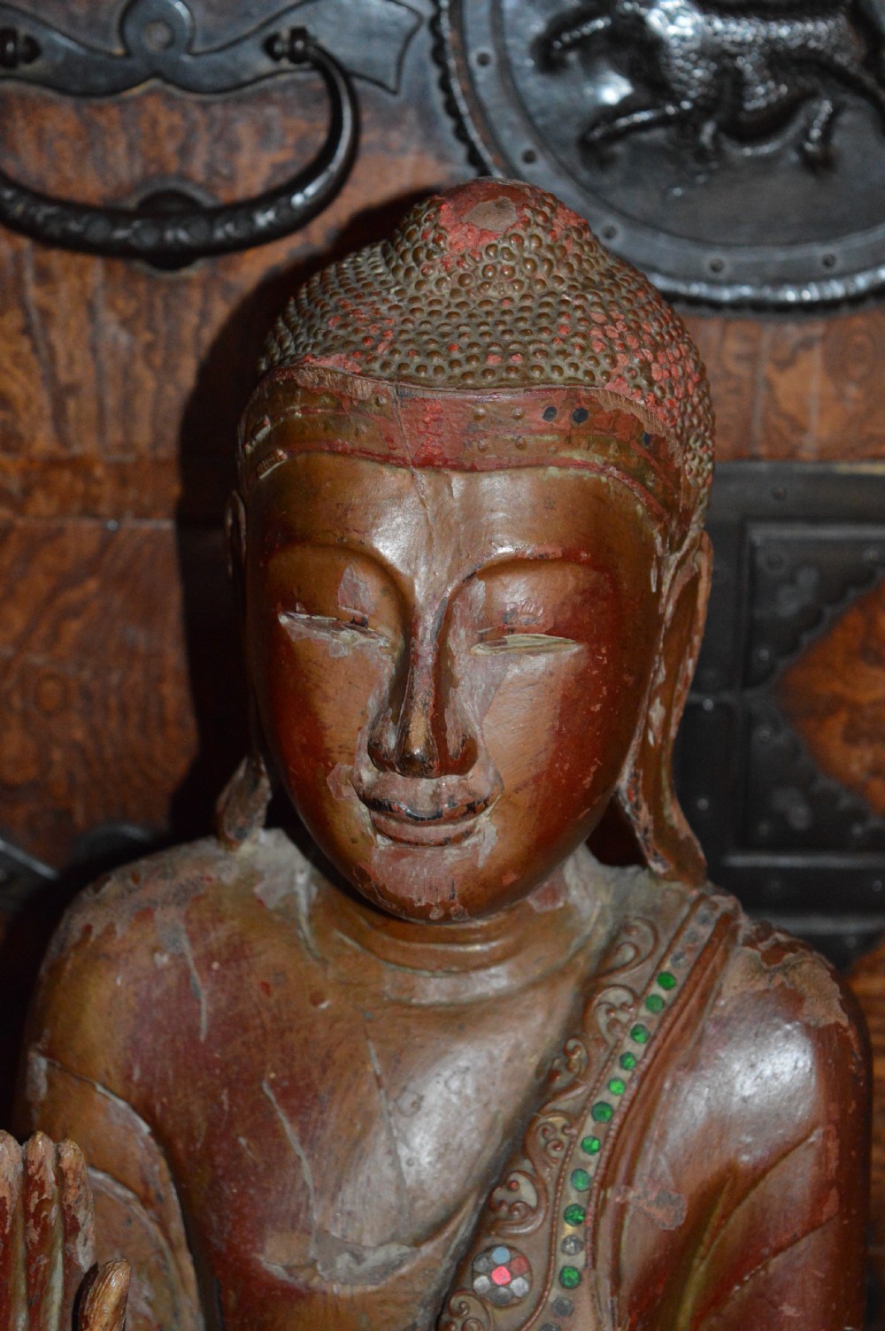 Large (94cm) Thai/Burmese Carved Standing Buddha Statue, c1880 View II