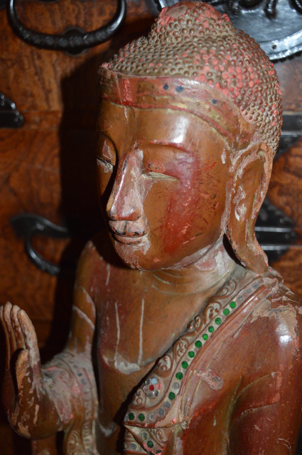 Large (94cm) Thai/Burmese Carved Standing Buddha Statue, c1880 View VII