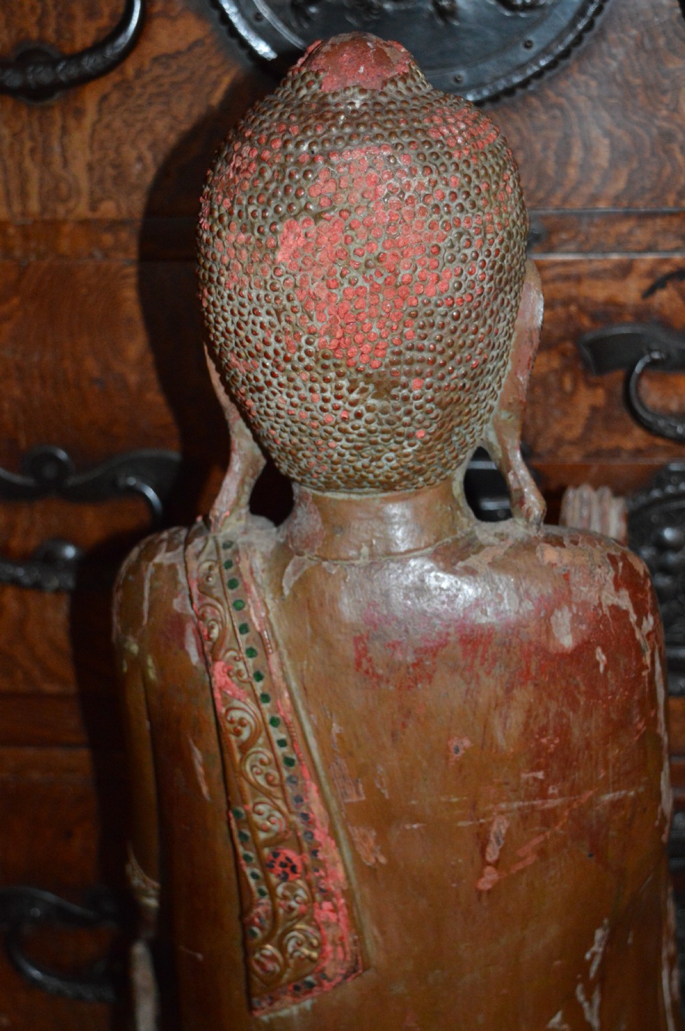 Large (94cm) Thai/Burmese Carved Standing Buddha Statue, c1880 View IX