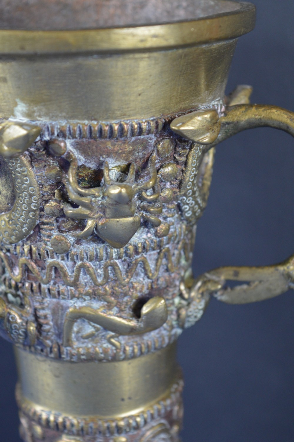 Large (1.8kg) African Ceremonial Tribal Bronze Goblet,c1920 View II