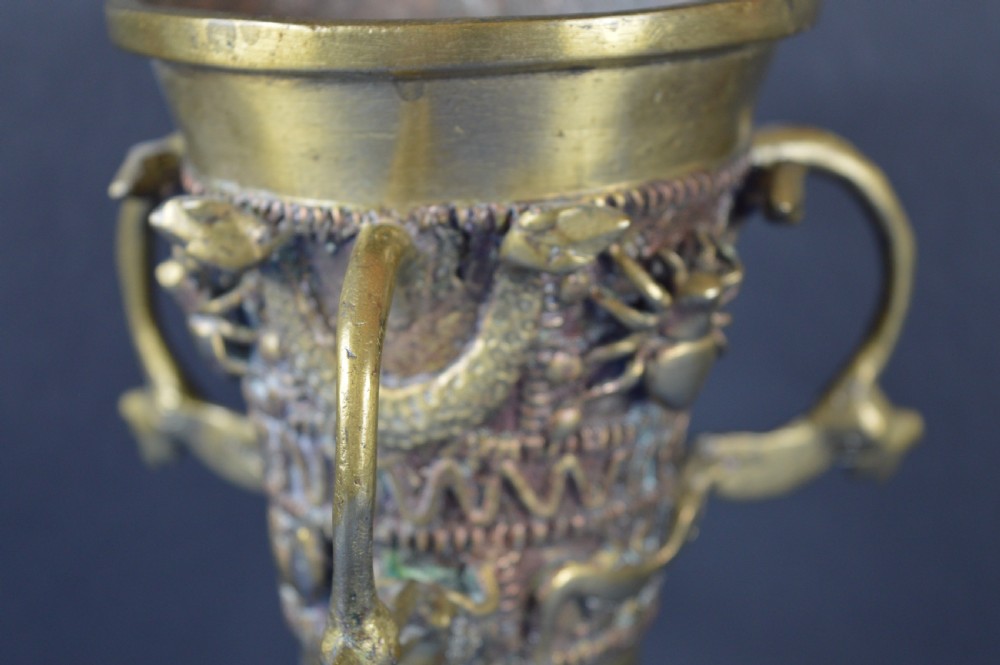 Large (1.8kg) African Ceremonial Tribal Bronze Goblet,c1920 View IX