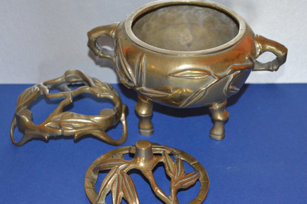 Chinese Bronze Censer on Stand, Bamboo Decoration, c1850 View VI