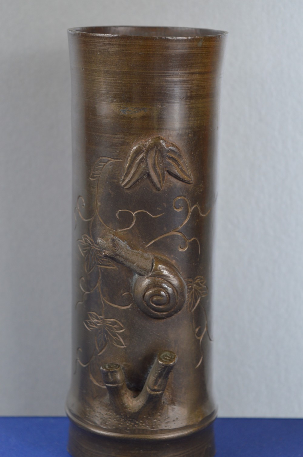 Large (21cm) Chinese Bronze Brush Pot/Vase, c1890