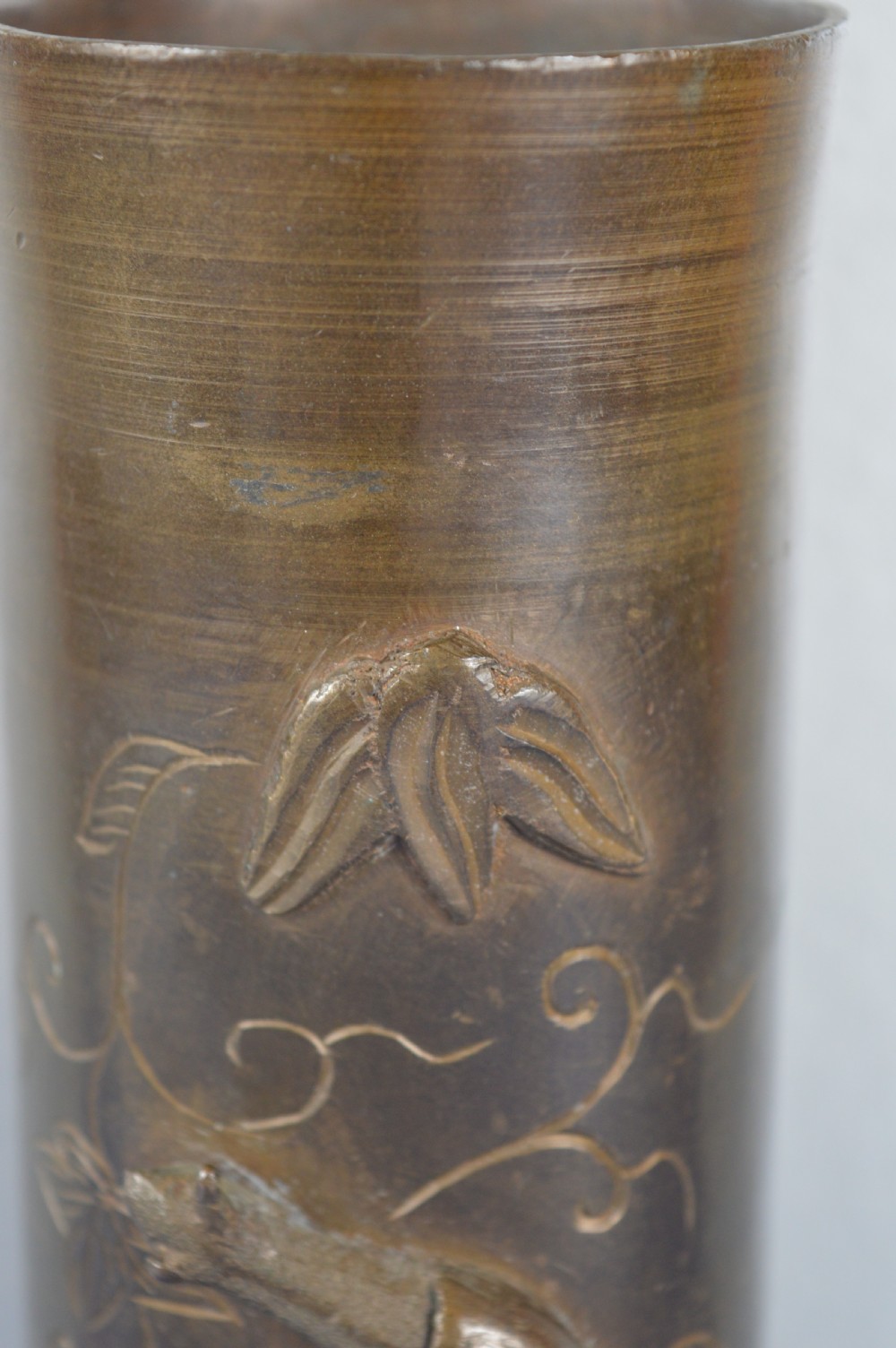 Large (21cm) Chinese Bronze Brush Pot/Vase, c1890 View III