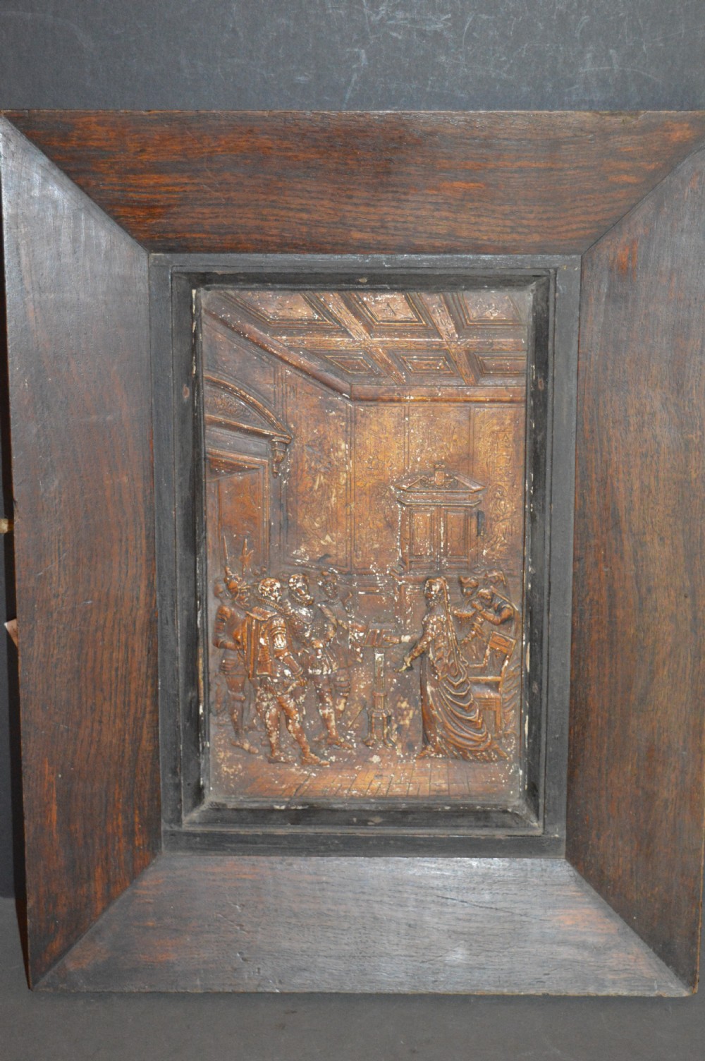 Large (45cm) Oak Framed Plaster Picture, c1800