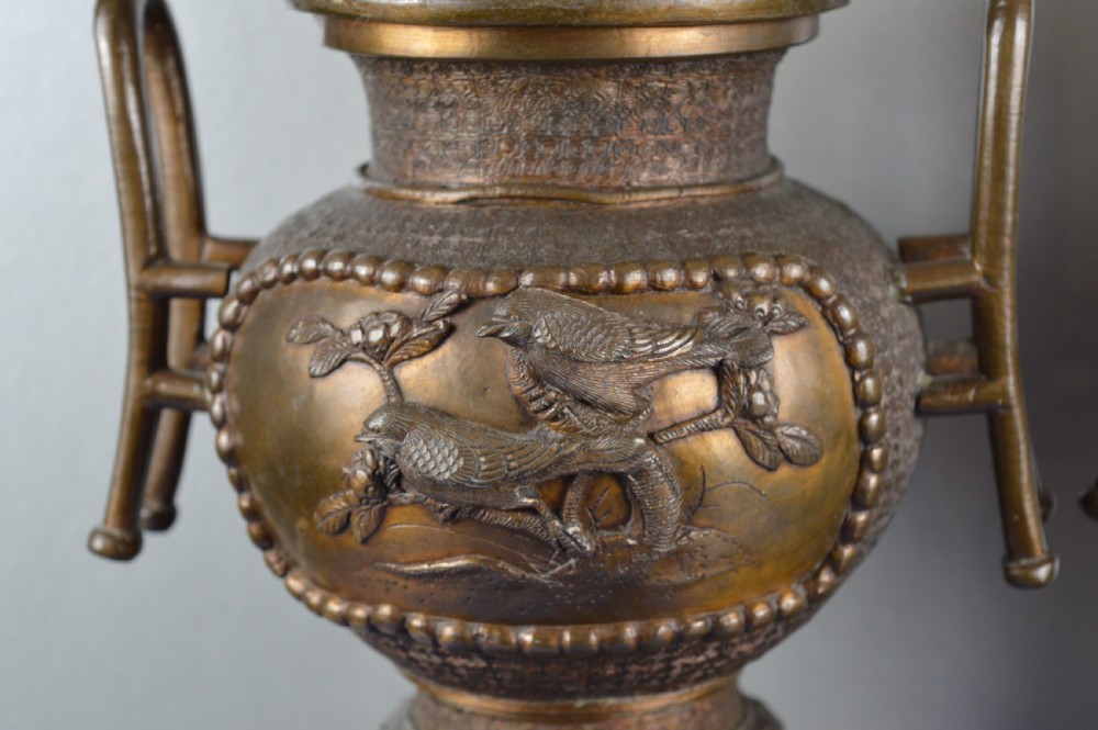 Pair Very Large (70cm) Japanese Bronze Koro/Censer,c1850 View IV