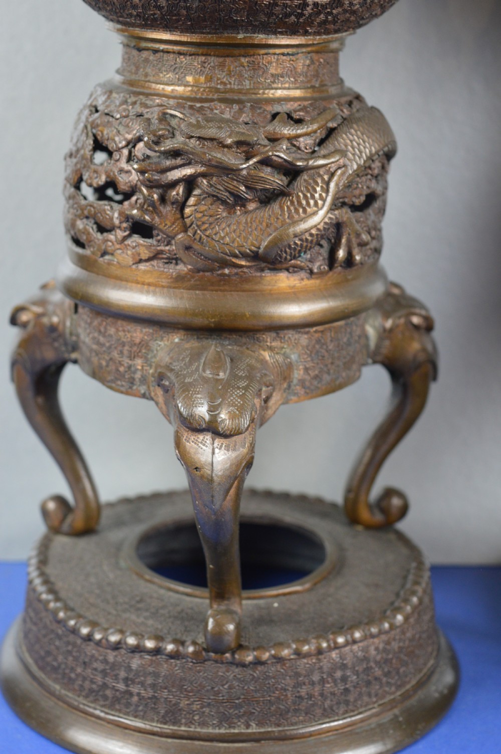 Pair Very Large (70cm) Japanese Bronze Koro/Censer,c1850 View VI