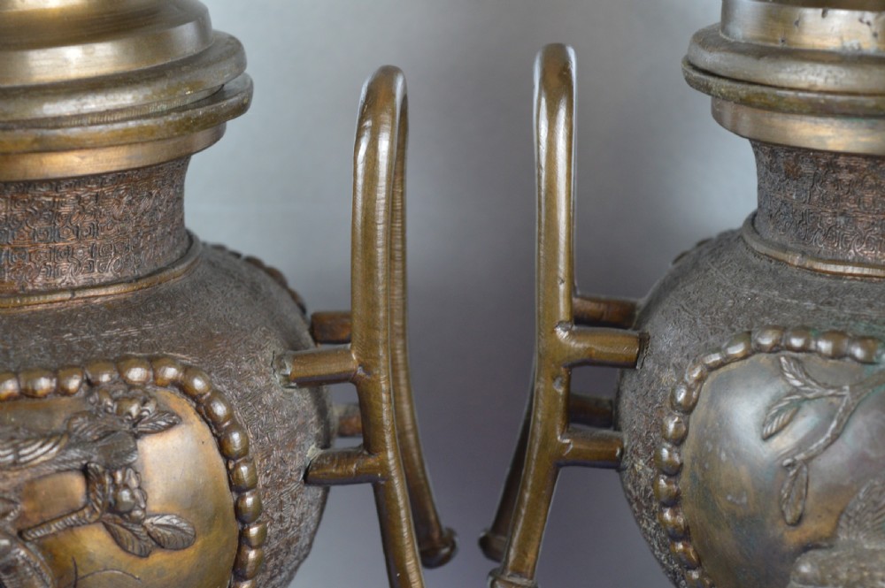 Pair Very Large (70cm) Japanese Bronze Koro/Censer,c1850 View VIII