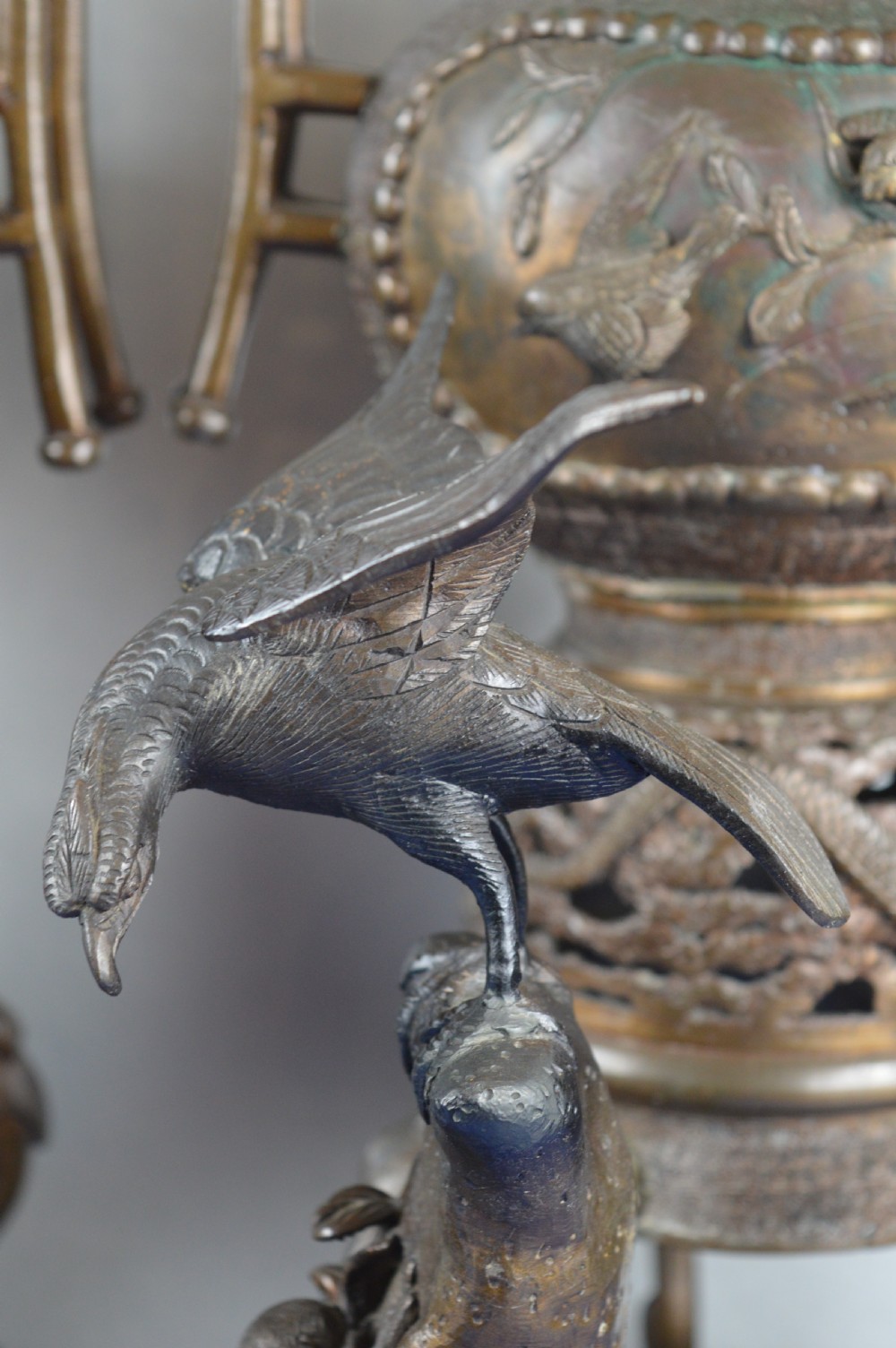 Pair Very Large (70cm) Japanese Bronze Koro/Censer,c1850 View XII