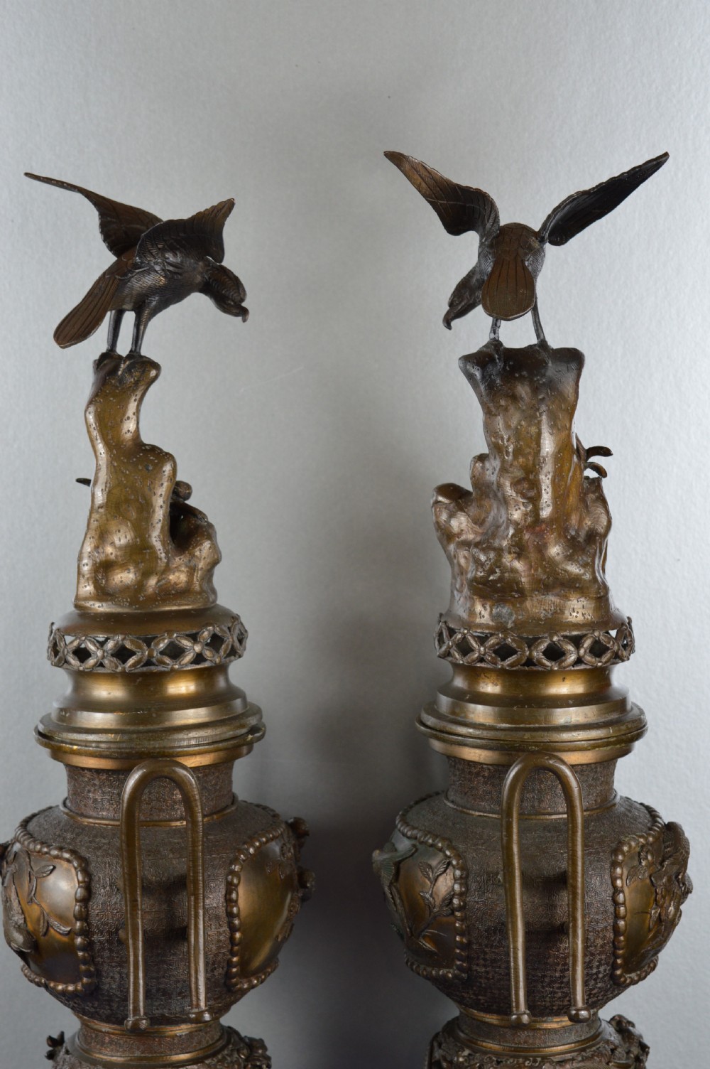 Pair Very Large (70cm) Japanese Bronze Koro/Censer,c1850 View XVII