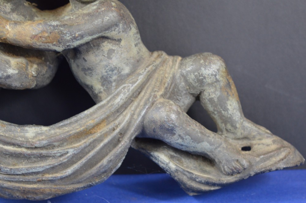 Large Cast Metal Statue Embracing Putti/Cherub, c1820 View IV