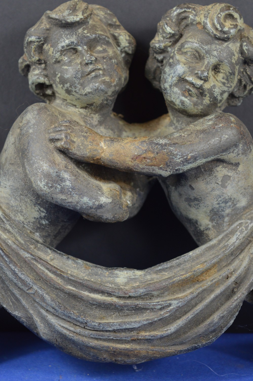 Large Cast Metal Statue Embracing Putti/Cherub, c1820 View V