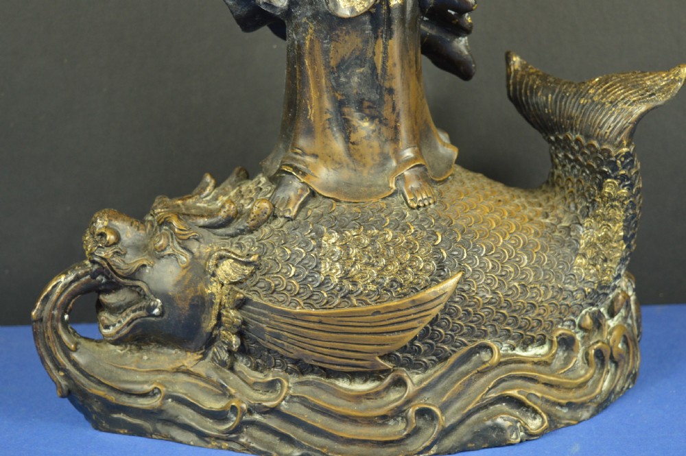 Large (5.4kg) Chinese Gilt Bronze Guanyin Statue,c1850 View III