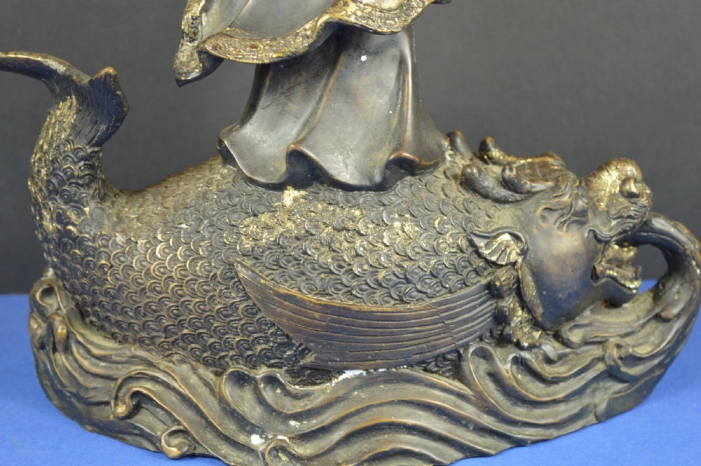 Large (5.4kg) Chinese Gilt Bronze Guanyin Statue,c1850 View VIII