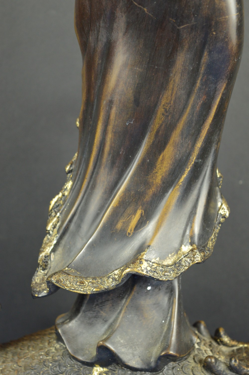 Large (5.4kg) Chinese Gilt Bronze Guanyin Statue,c1850 View IX