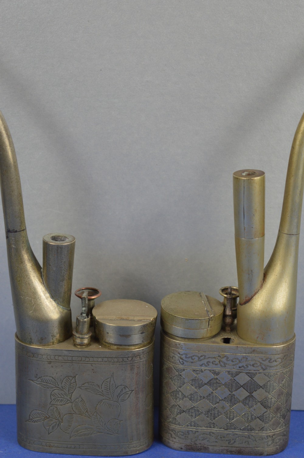 2 Chinese Metal Opium Pipes,c1890 View V