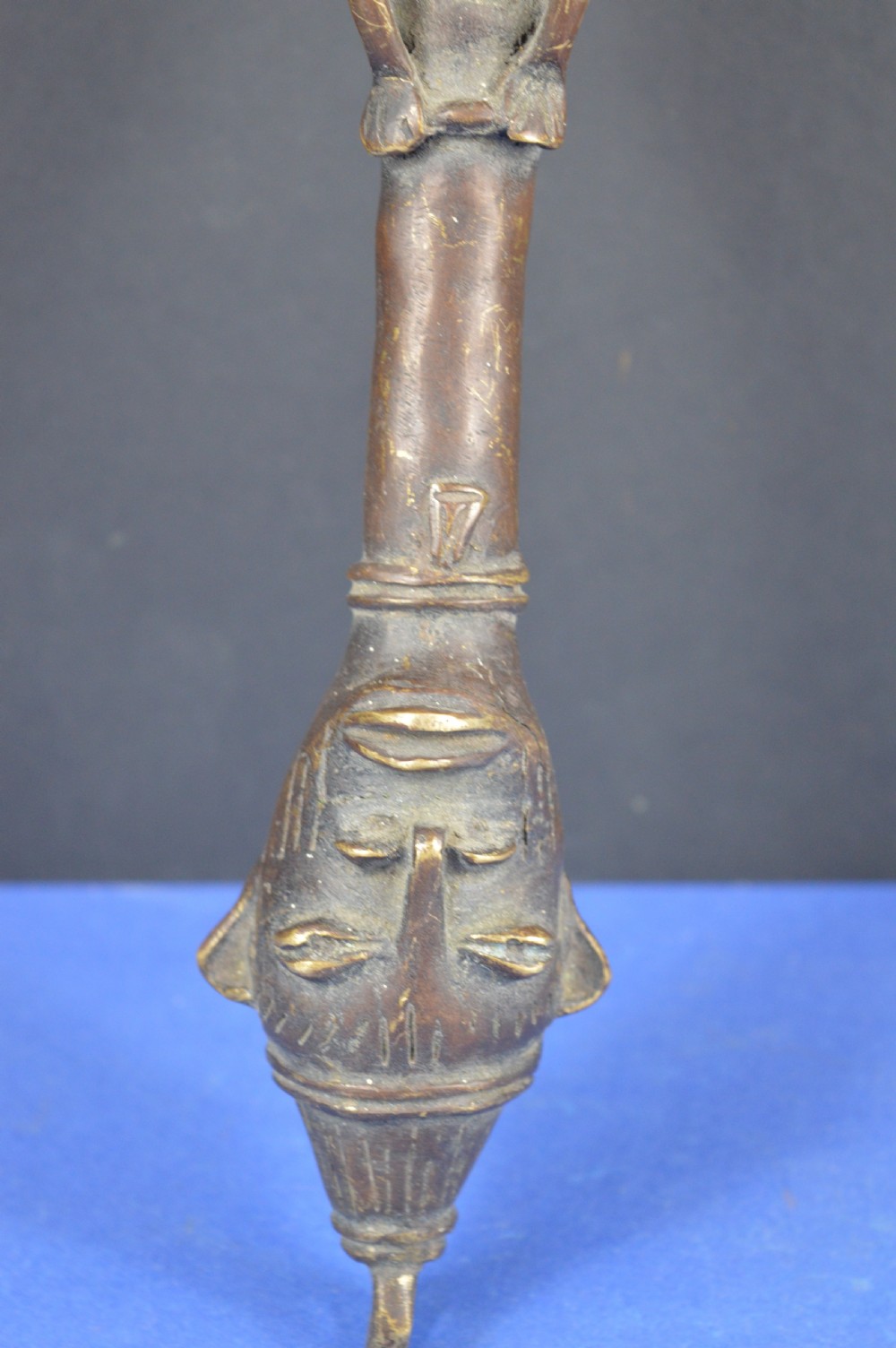 Large (38cm) African Bronze Fertility Staff/Wand,c1920 View IV