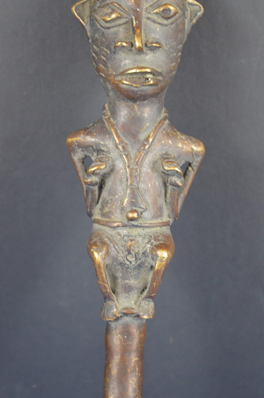 Large (38cm) African Bronze Fertility Staff/Wand,c1920 View V