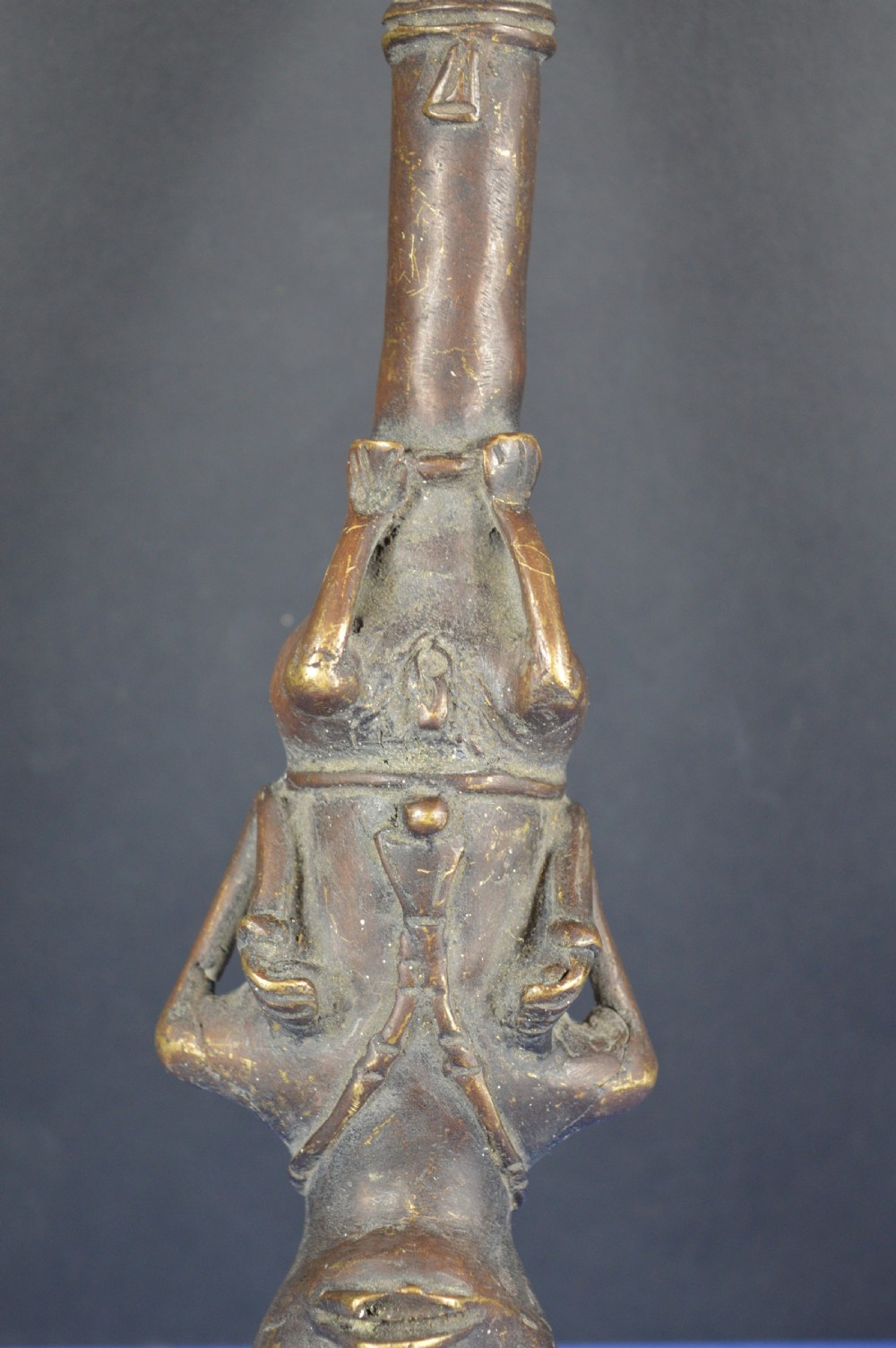 Large (38cm) African Bronze Fertility Staff/Wand,c1920 View VIII