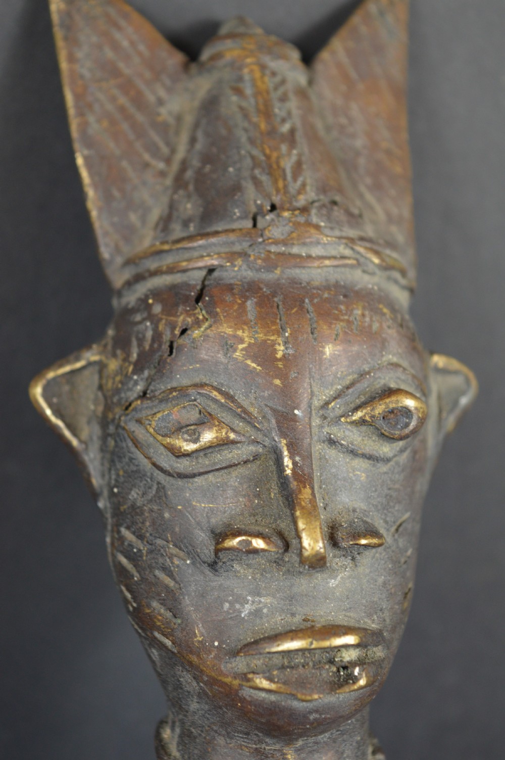 Large (38cm) African Bronze Fertility Staff/Wand,c1920 View X