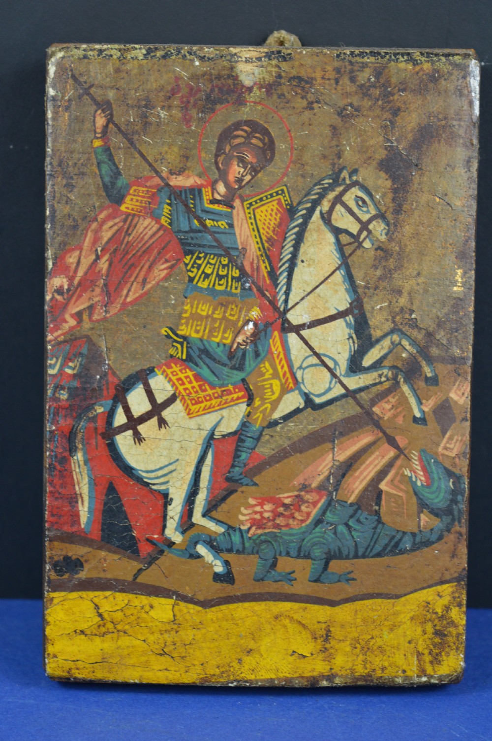 Russian Hand Painted Icon St George and Dragon,c1880