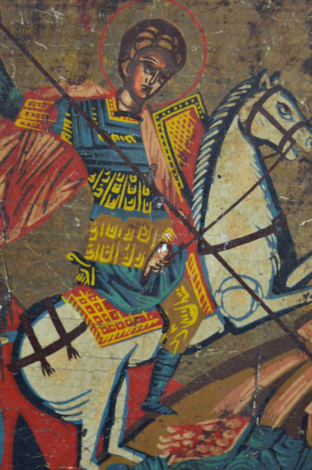 Russian Hand Painted Icon St George and Dragon,c1880 View III