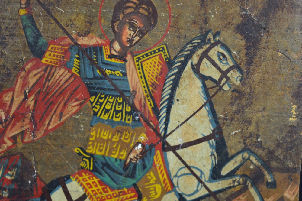 Russian Hand Painted Icon St George and Dragon,c1880 View VII