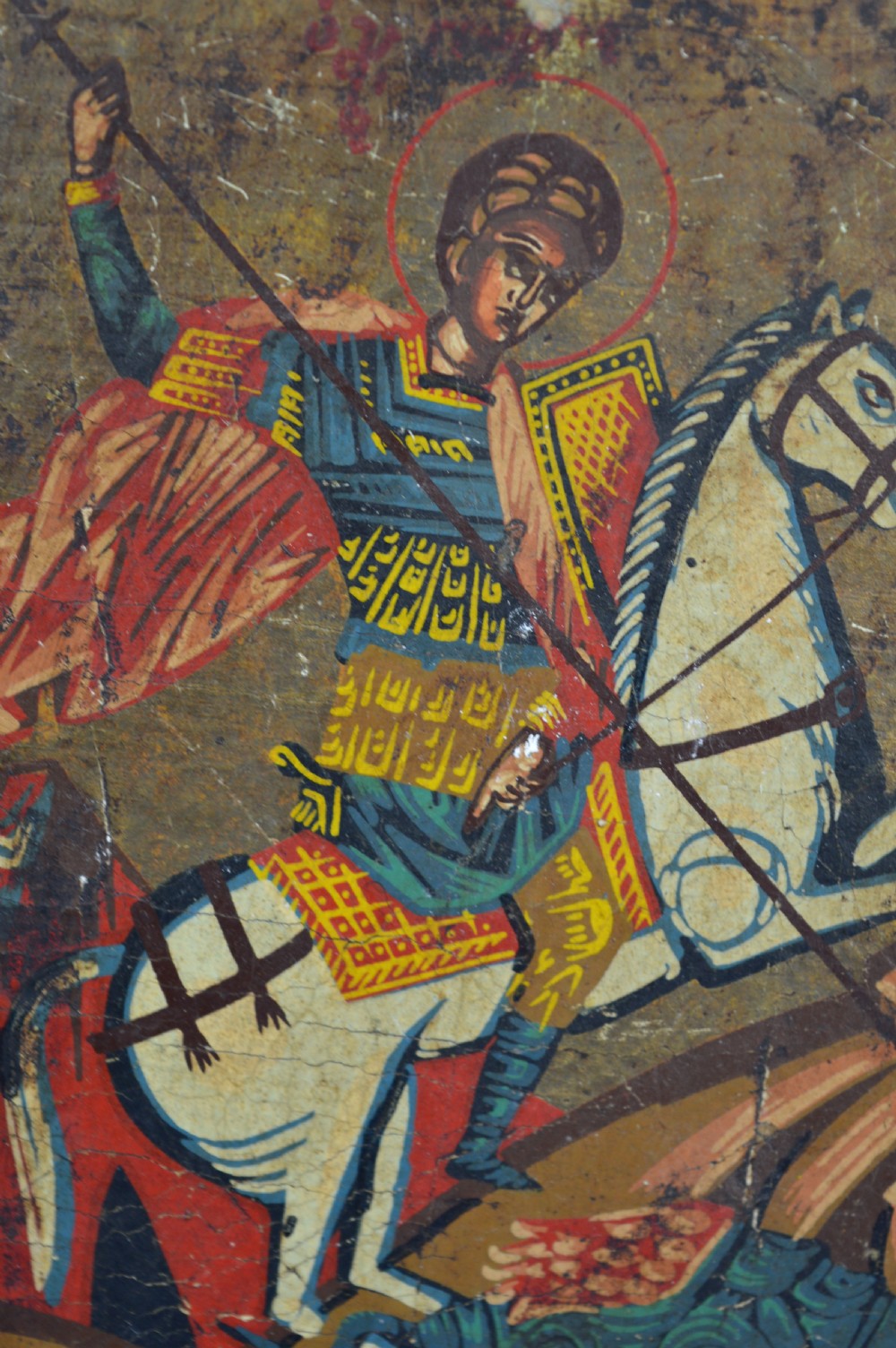 Russian Hand Painted Icon St George and Dragon,c1880 View VIII