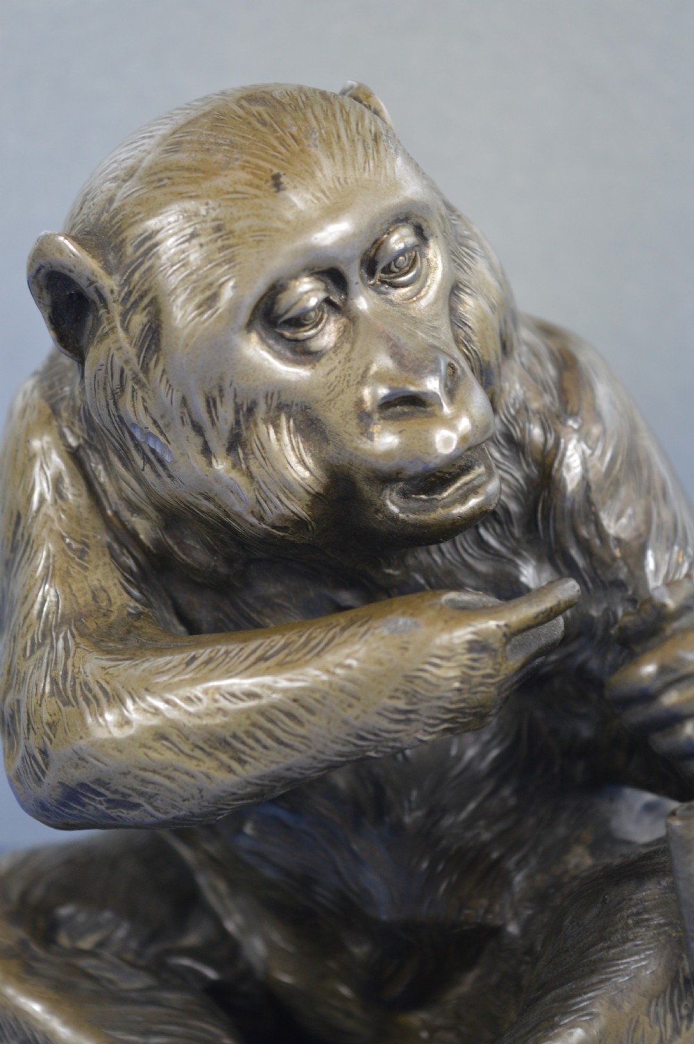 Large Japanese Bronze Monkey Statue Okimono,c1920 View III