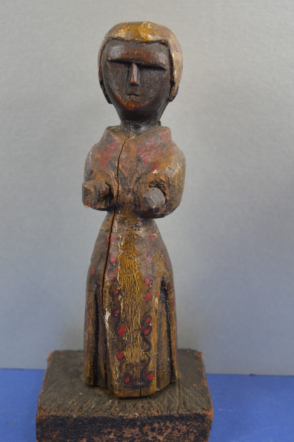 Fine Indo-Portuguese Carved Wood/Polychrome Religious Statue,c1740