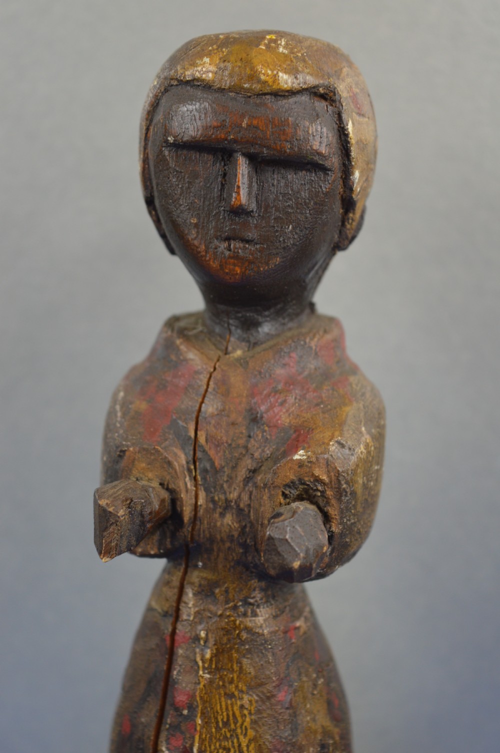 Fine Indo-Portuguese Carved Wood/Polychrome Religious Statue,c1740 View II