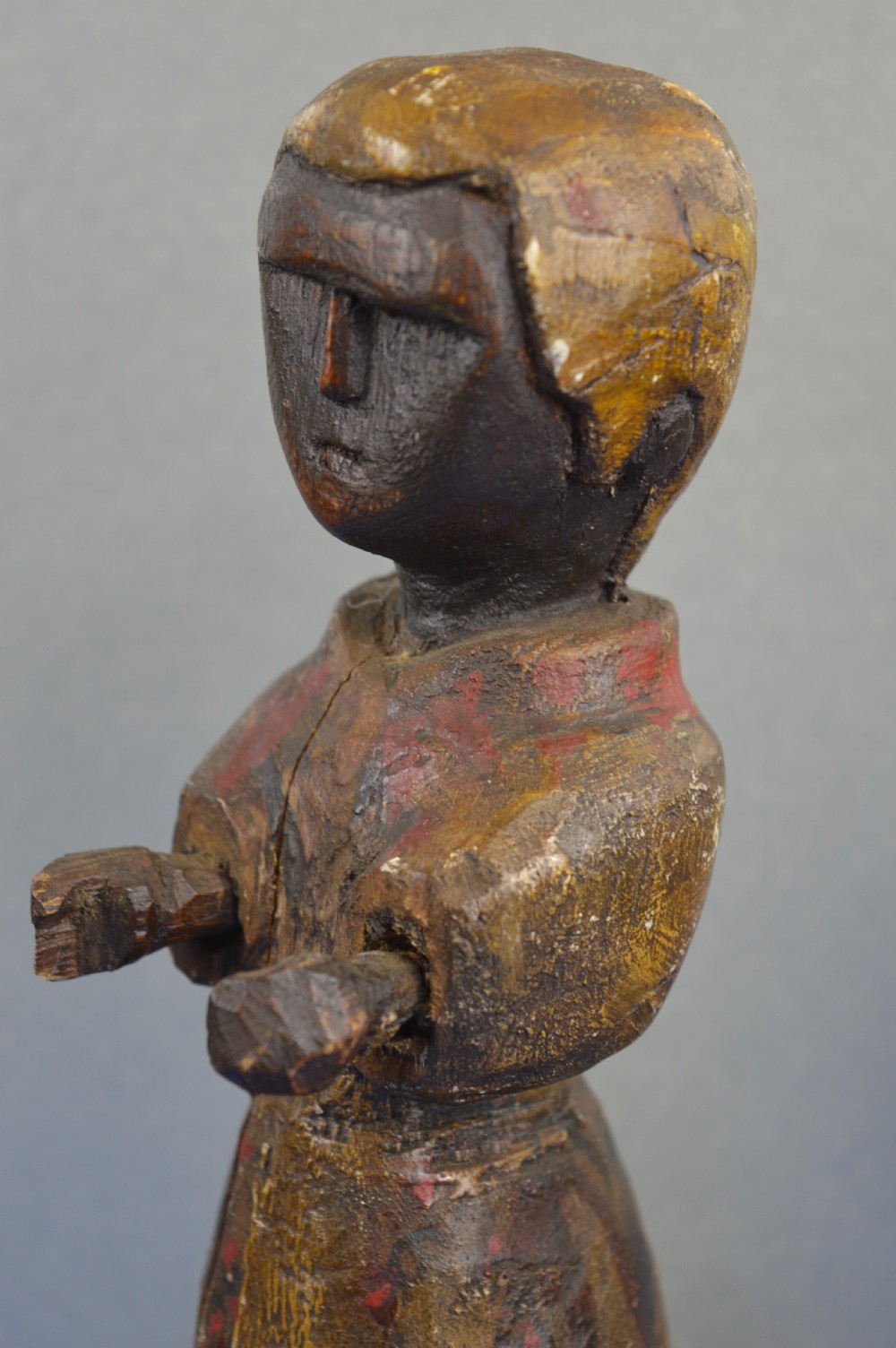 Fine Indo-Portuguese Carved Wood/Polychrome Religious Statue,c1740 View III