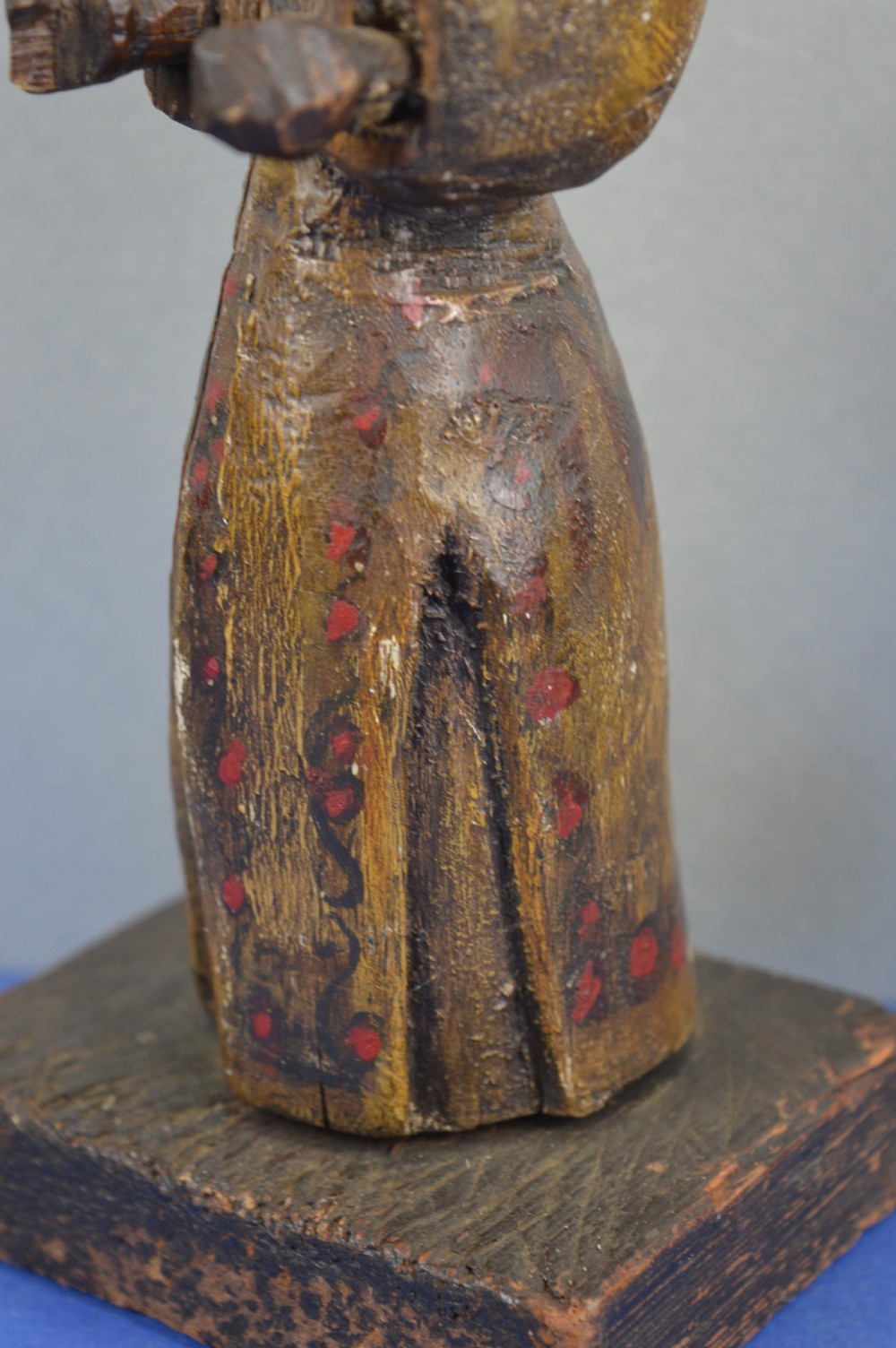 Fine Indo-Portuguese Carved Wood/Polychrome Religious Statue,c1740 View IV