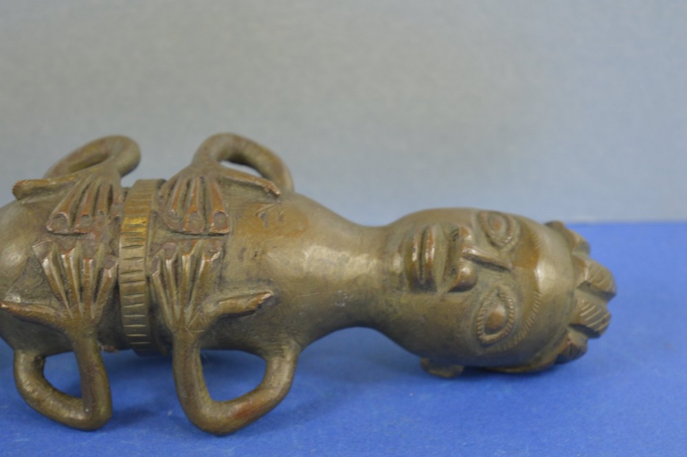 African Benin Double Ended Janus Form Bronze Statue, c1920 View VII