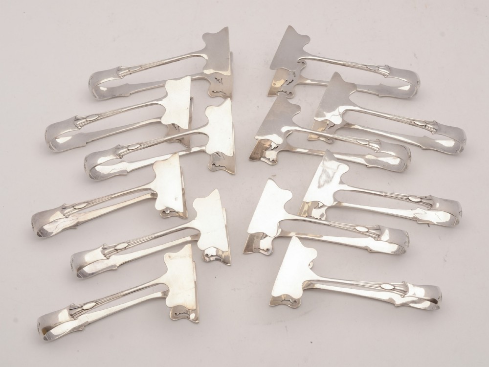 Unusual Set of 12 Edwardian Serving Tongs, Circa 1905 View II