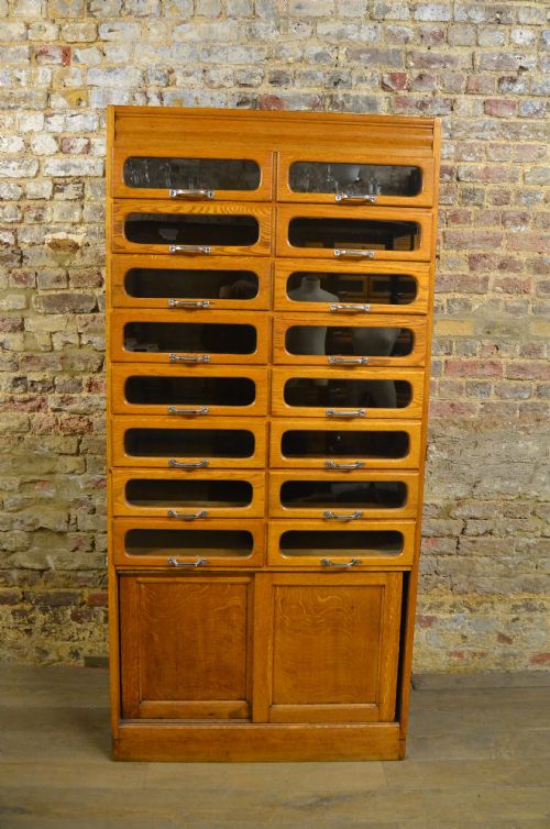 1930s Oak Drapers Haberdashery Shop Display Cabinet