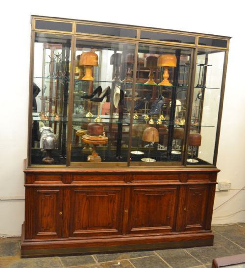 1930s Bronze and Oak French Mirrored Display Cabinet