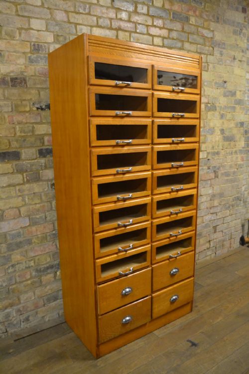 1920s Oak Haberdashery Drapers Shirt Cabinet