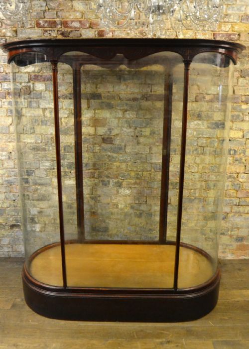 Victorian Bow Glass Jeweler's Shop Display Cabinet