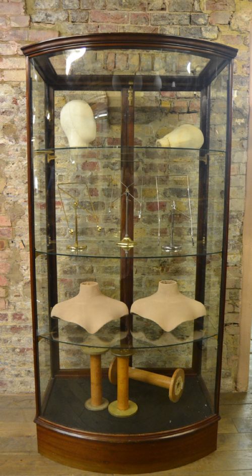 Bow Front Victorian Shop Display Cabinet