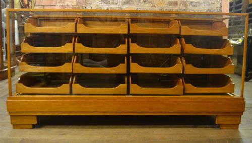 1930s Oak Haberdashery Drapers Shop Counter Cabinet