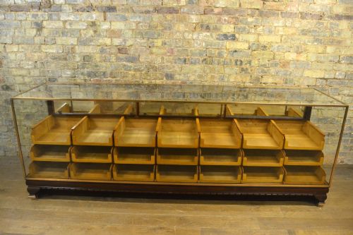 Large Mahogany Bronze Framed Haberdashery Drapers Shop Counter with Drawers