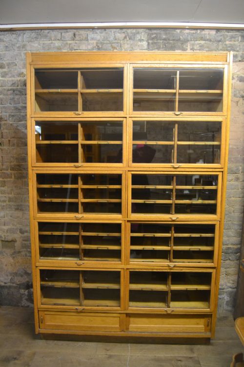 Antique Oak Haberdashery Shop Display Cabinet