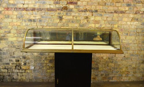 Antique Nickel Bow Glass Counter Top Cabinet