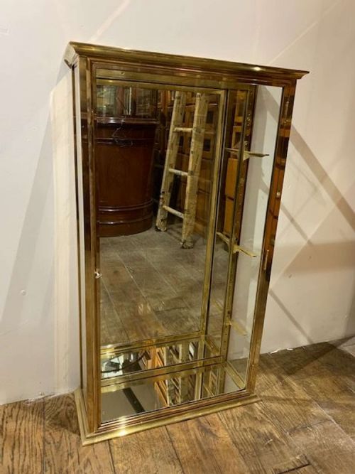 Pair of Brass 1920s Shop Display Cabinets
