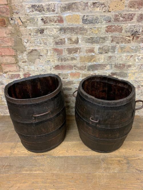 Two Grape Picking Wooden Barrel