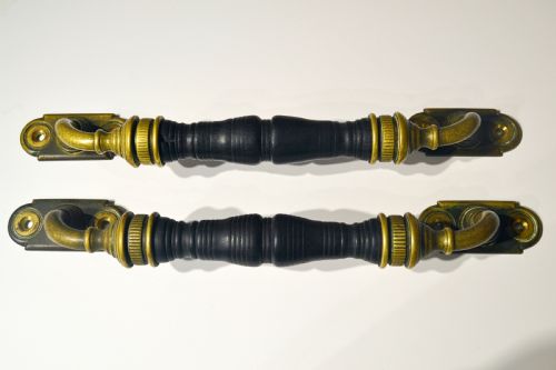 Two Walnut and Bronze Handles
