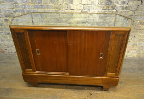 1920s Brass and Walnut Diamond Shape Shop Counter